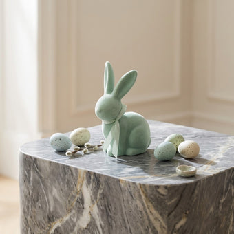 Iepuraș de Paște verde catifelat 19cm