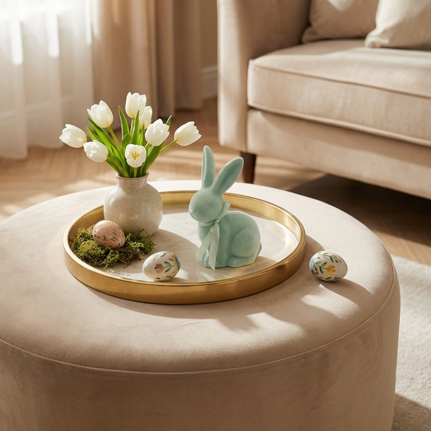 Iepuraș de Paște verde catifelat 19cm