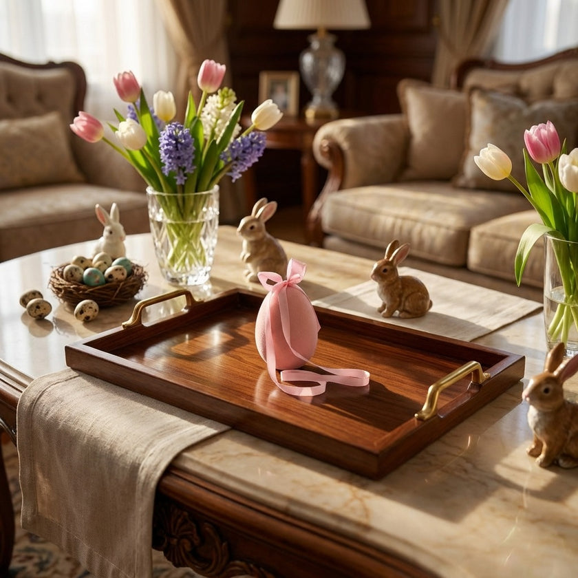 Ou decorativ de Paște roz catifelat 12cm