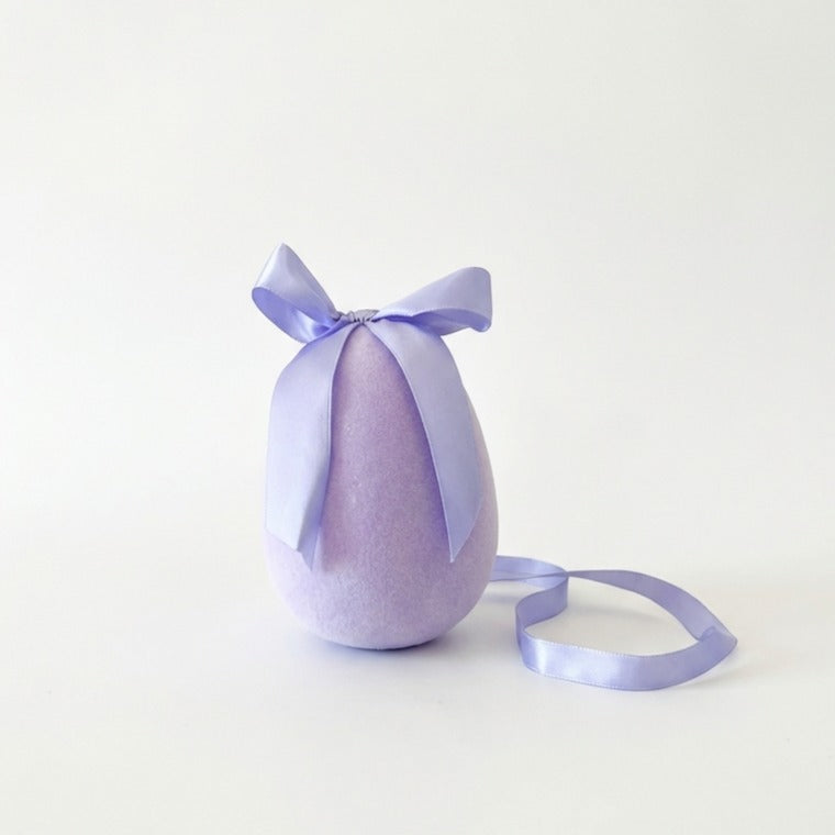 Ou decorativ de Paște mov catifelat 12cm