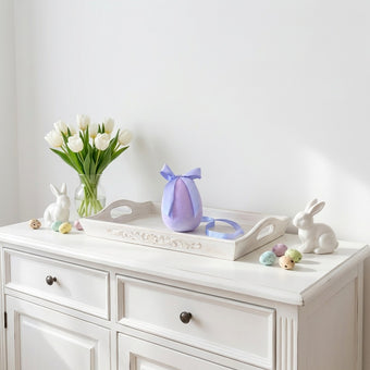 Ou decorativ de Paște mov catifelat 12cm