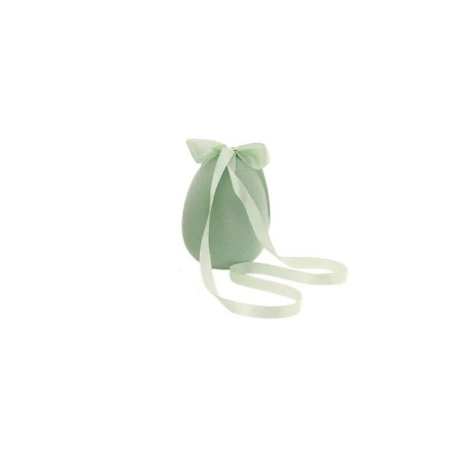 Ou decorativ de Paște verde catifelat 12cm