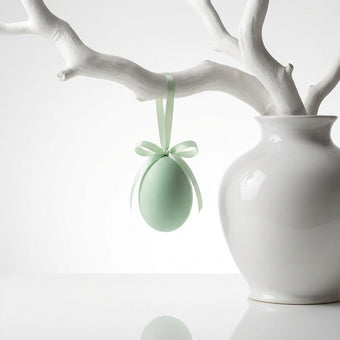 Ou decorativ de Paște verde catifelat 12cm