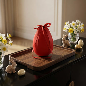 Ou decorativ de Paște gigant roșu catifelat 25cm