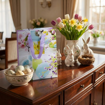 Pungă cadou Paște mov 23cm