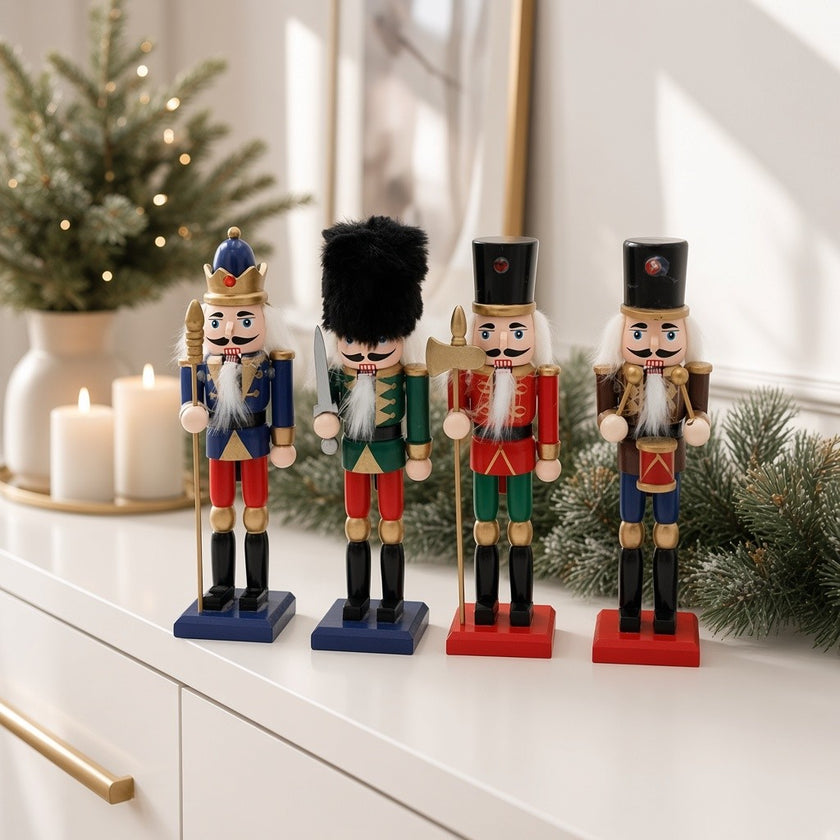Set 4 spărgători de nuci din lemn pentru Crăciun, 18cm