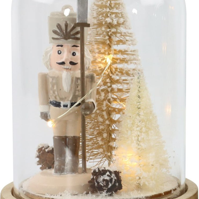 Decorațiune spărgător de nuci în clopot de sticlă cu lumini led