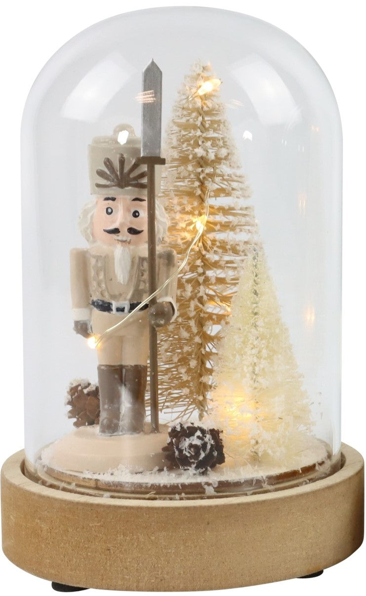 Decorațiune spărgător de nuci în clopot de sticlă cu lumini led