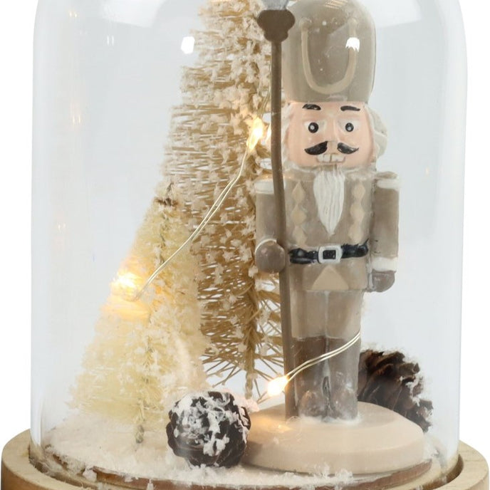 Decorațiune spărgător de nuci în clopot de sticlă cu lumini led