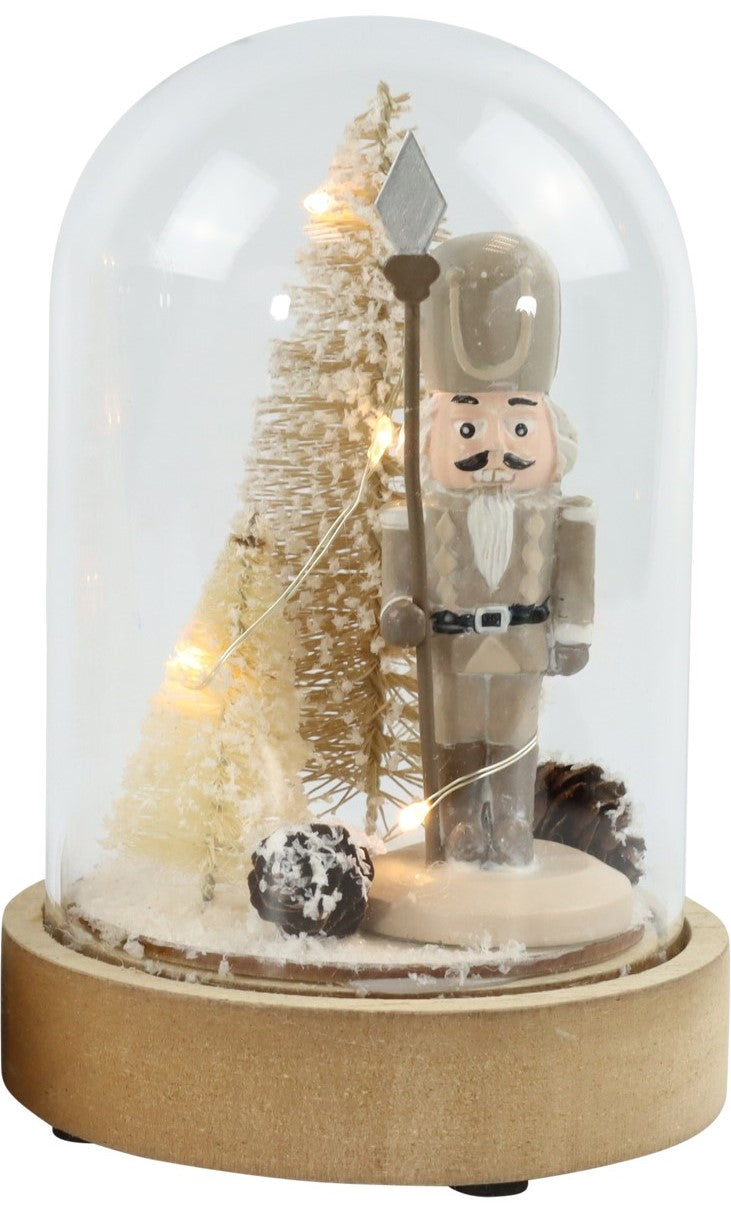 Decorațiune spărgător de nuci în clopot de sticlă cu lumini led