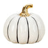 Dovleac decorativ alb cu dungi negre și codiță aurie, pentru toamnă