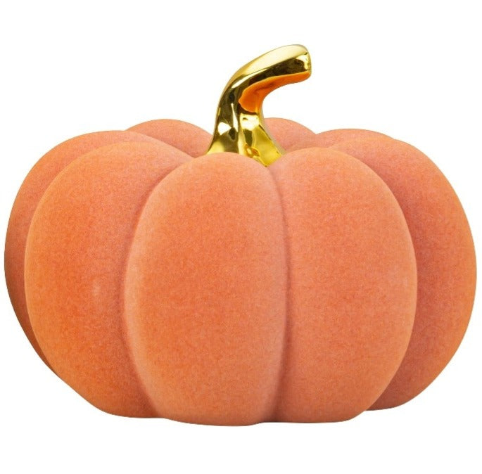 Dovleac decorativ din catifea, portocaliu cu auriu