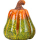 Dovleac decorativ ceramic, de culoare verde și portocaliu cu lumina led