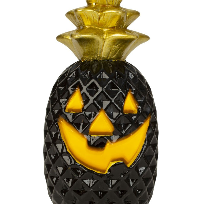 Dovleac decorativ pentru Halloween, în culori negru și auriu, cu led aprins