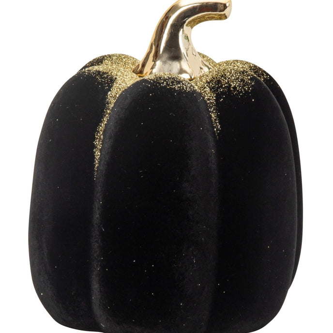 Dovleac decorativ negru, din catifea, cu codiță aurie