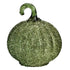 Dovleac decorativ din sticlă, de culoare verde și acoperit cu paiete