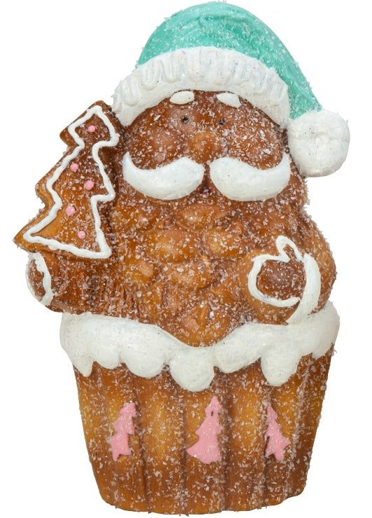 Figurină decorativă Moș Crăciun în formă de brioșă