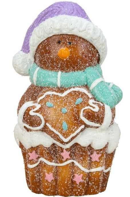 Figurină decorativă de Crăciun, om de zăpadă în formă de brioșă 