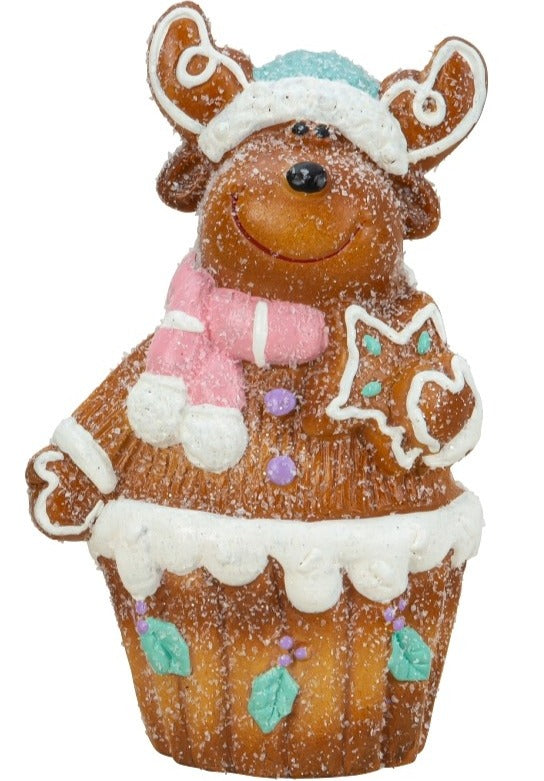Figurină decorativă de Crăciun, ren din turtă dulce în formă de brioșă 
