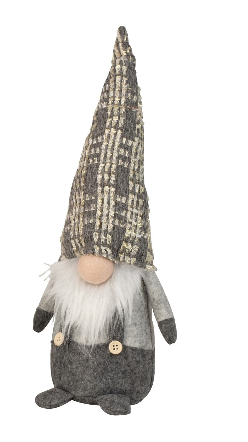 Gnom decorativ de Crăciun cu pălărie lungă gri 