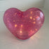 Inimă decorativă din sticlă de culoare roz, cu lumină led
