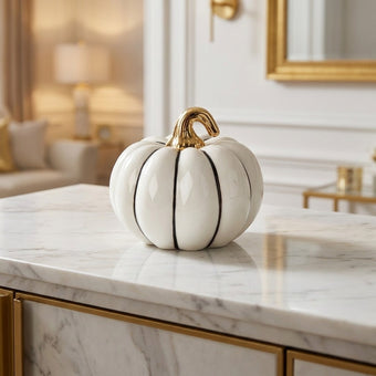 Dovleac decorativ alb ceramica 10cm