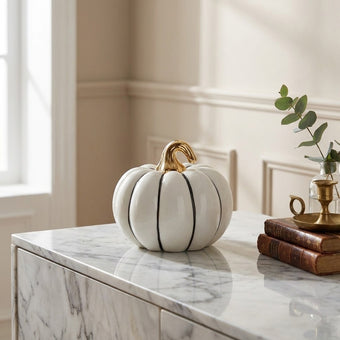 Dovleac decorativ alb ceramica 10cm