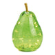 Pară decorativă din sticlă, de culoare verde, cu lumină led