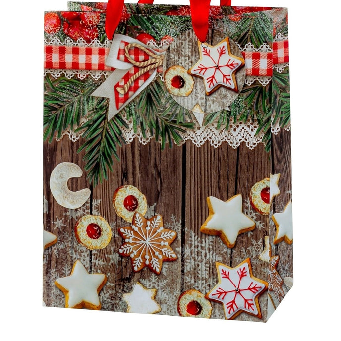 Pungă cadou de Crăciun cu biscuiți și stele 