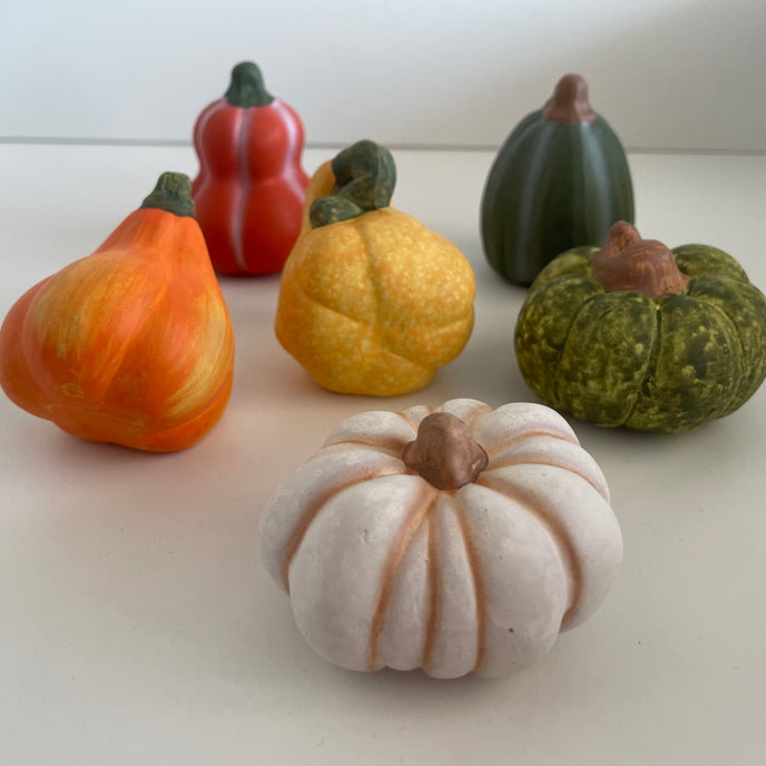 Set dovleci decorativi din ceramică, pentru toamnă și Halloween