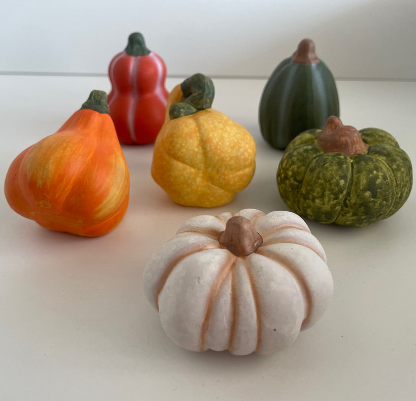 Set dovleci decorativi din ceramică, pentru toamnă și Halloween