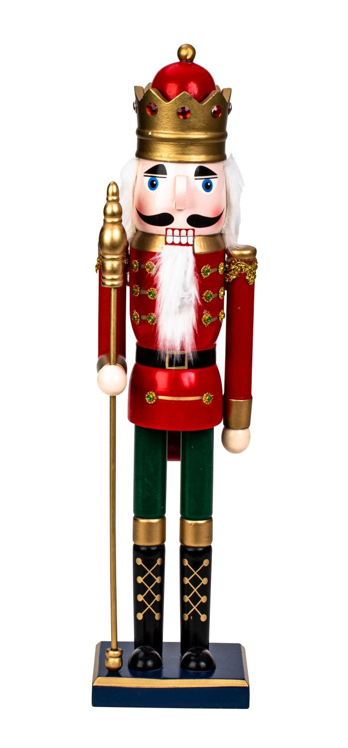 Spărgător de nuci roșu și verde cu coroană și sceptru