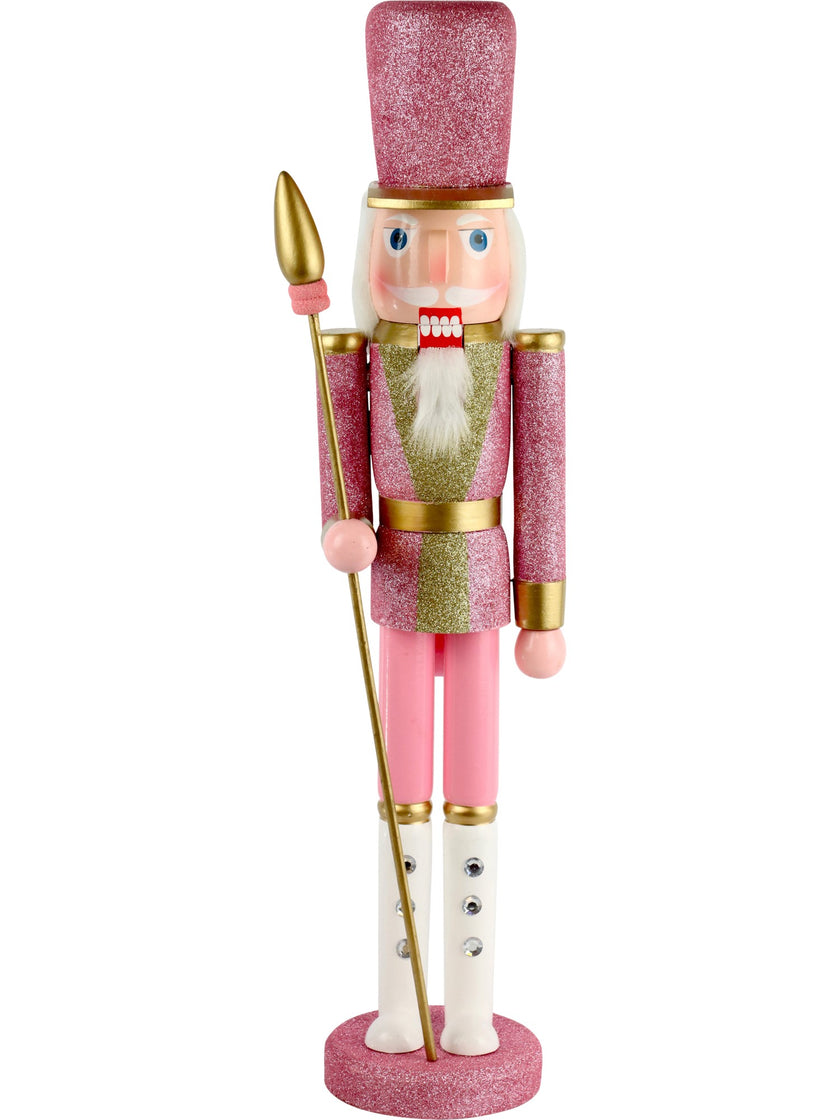 Spărgător de nuci roz cu sclipici și sceptru auriu 