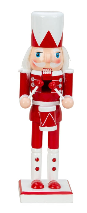 Spărgător de nuci toboșar decorativ alb și roșu 