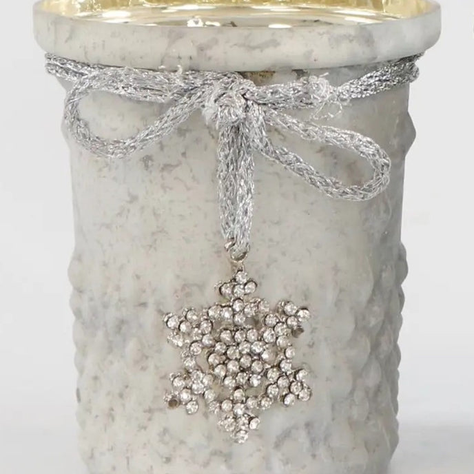 Suport de lumânare din sticlă albă