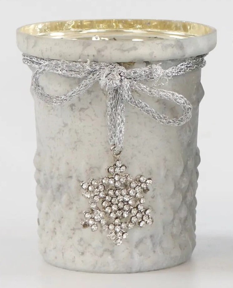 Suport de lumânare din sticlă albă