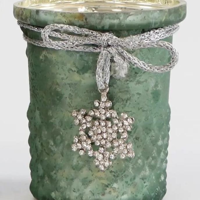 Suport de lumânare din sticlă verde