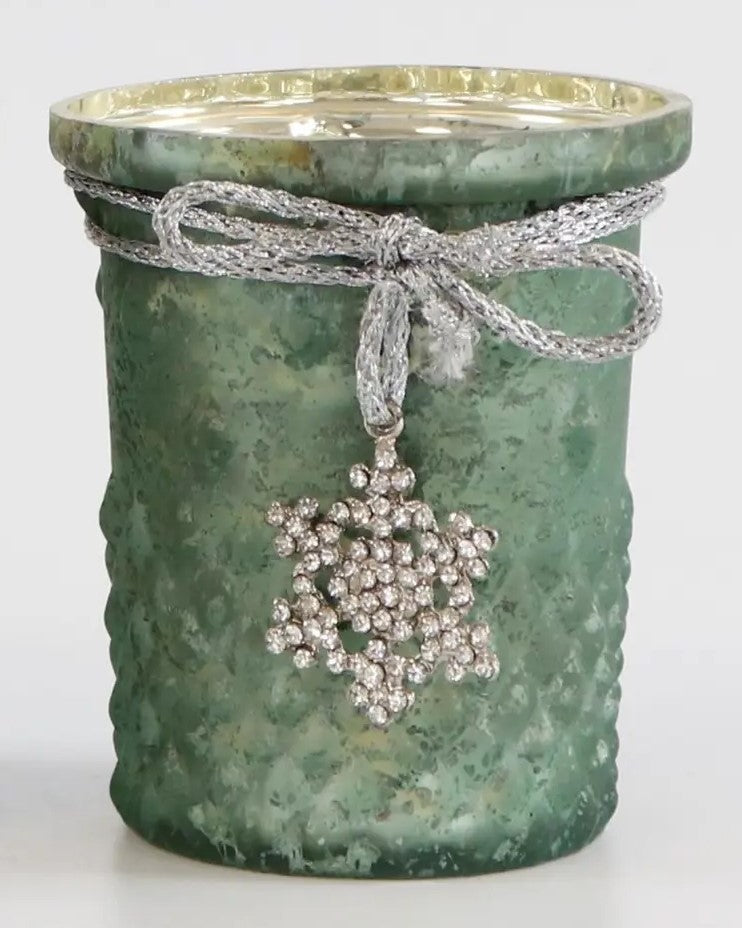 Suport de lumânare din sticlă verde