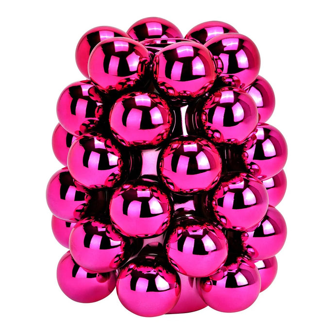 Vază decorativă roz lucios, cu model în formă de bubble