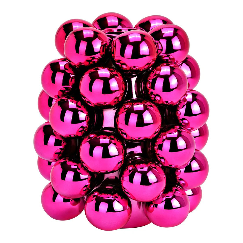 Vază decorativă roz lucios, cu model în formă de bubble