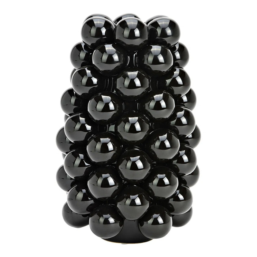 Vază decorativă negru lucios, cu model în formă de bubble 