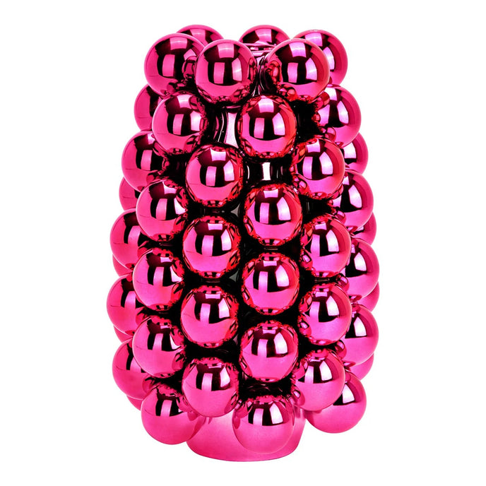 Vază decorativă roz lucios, cu model în formă de bubble